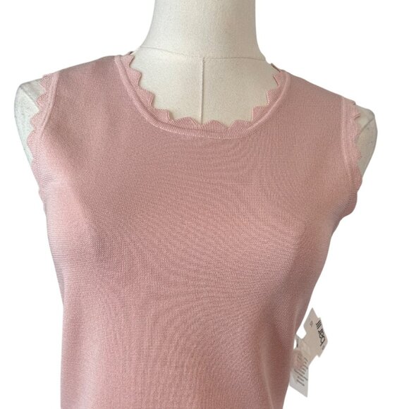 2/$30 NWT Bar III Size Small Pink Sleeveless Scallop Trim Top Polyester/Viscose - Picture 5 of 16